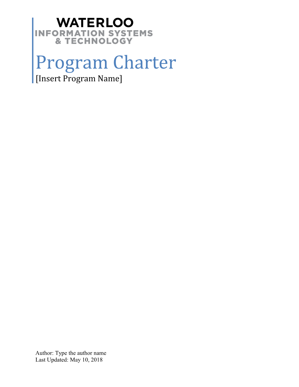 Program Charter Insert Program Name