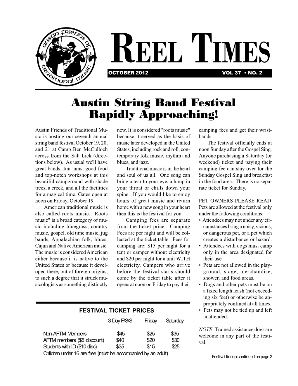 Reel Times October 2012 Vol 37 • No