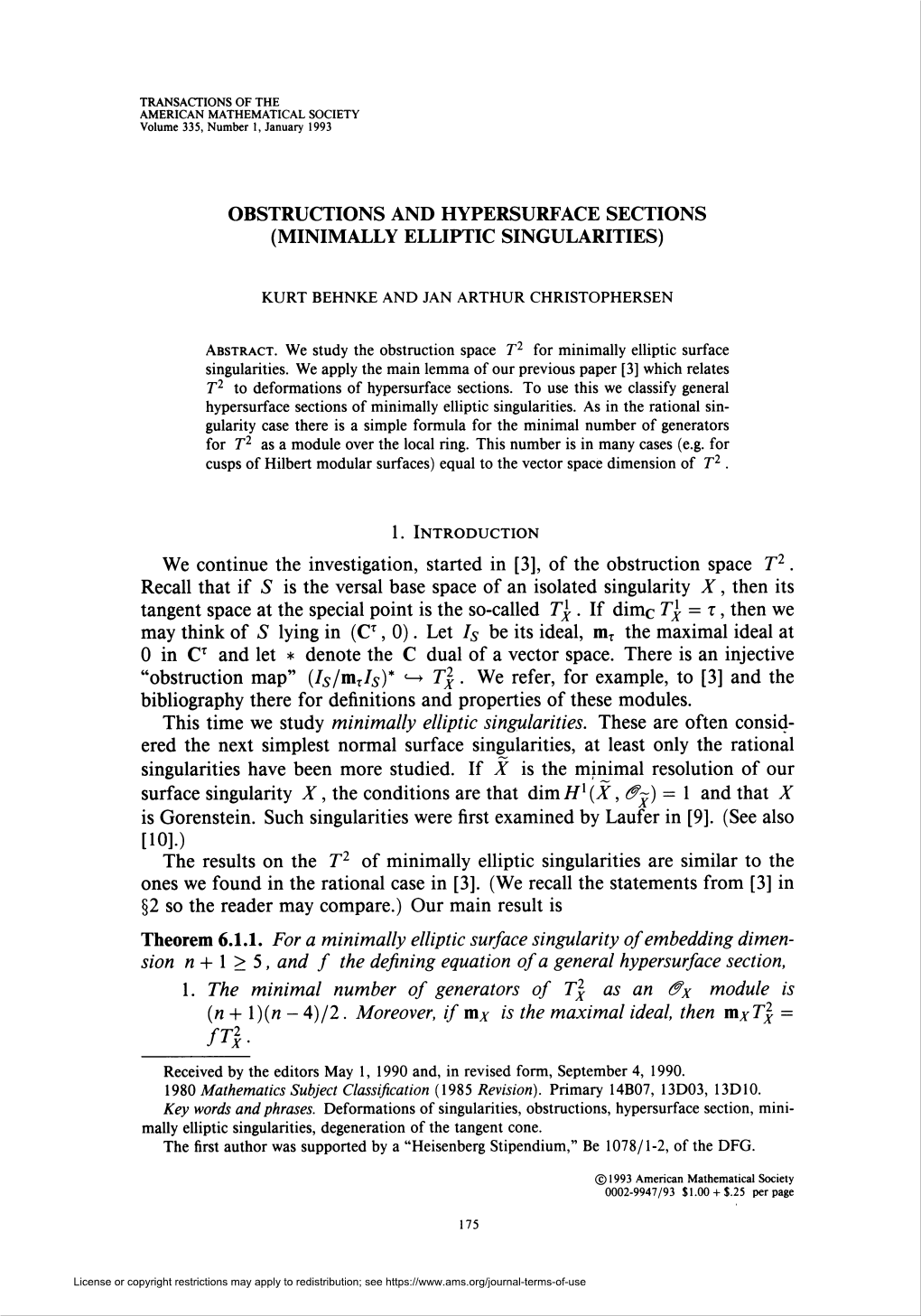 Minimally Elliptic Singularities)