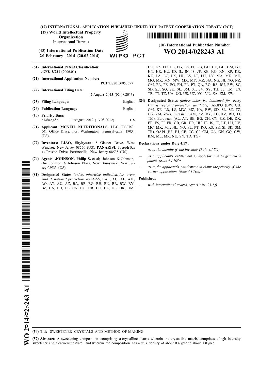 WO 2014/028243 Al 20 February 2014 (20.02.2014)