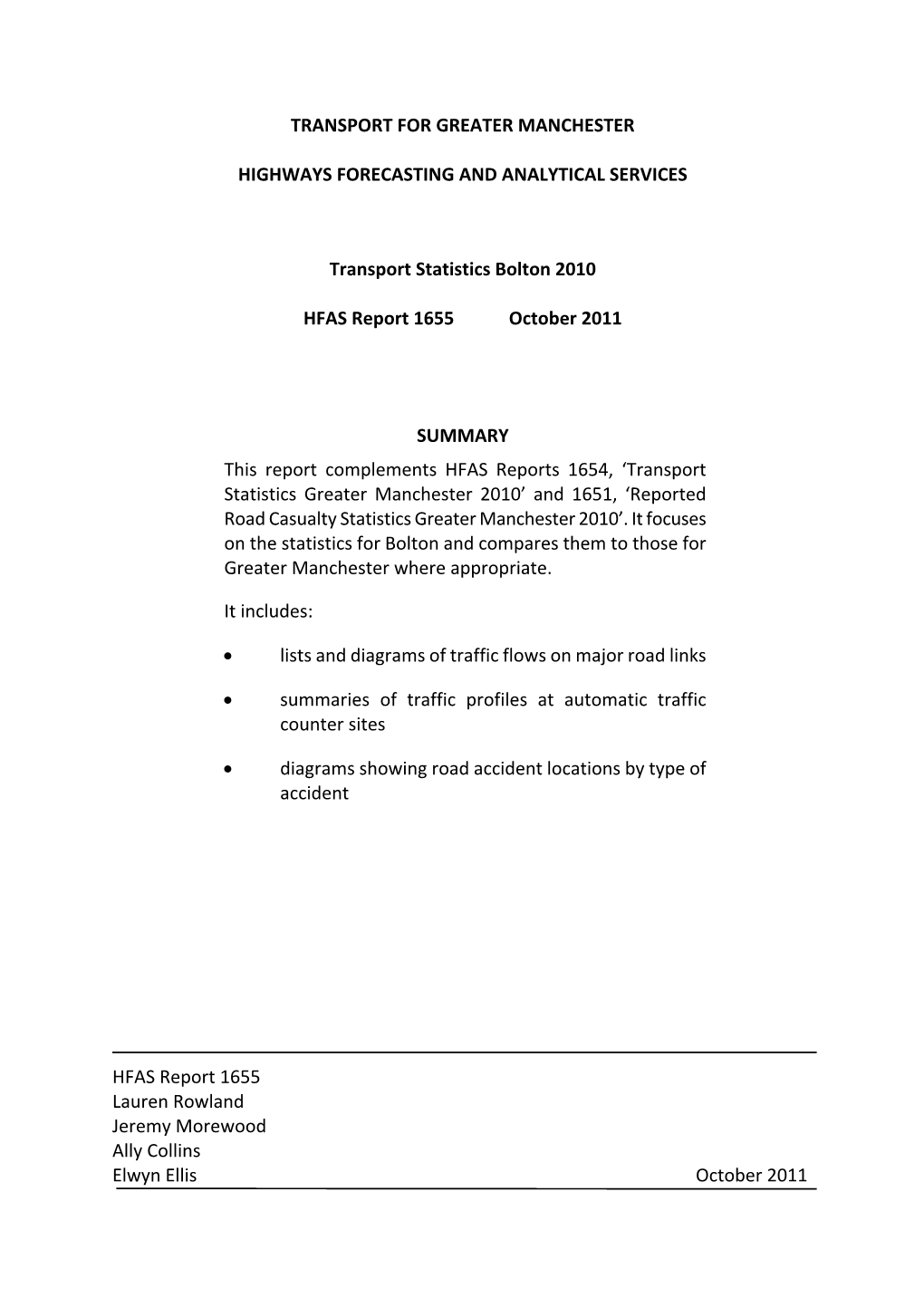 Transport Statistics Bolton 2010