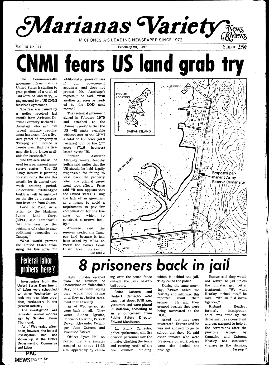 CNMI Fears US Land Grab Try the Commonwealth Additional Purposes Or Uses Government Fears That the If Our Government