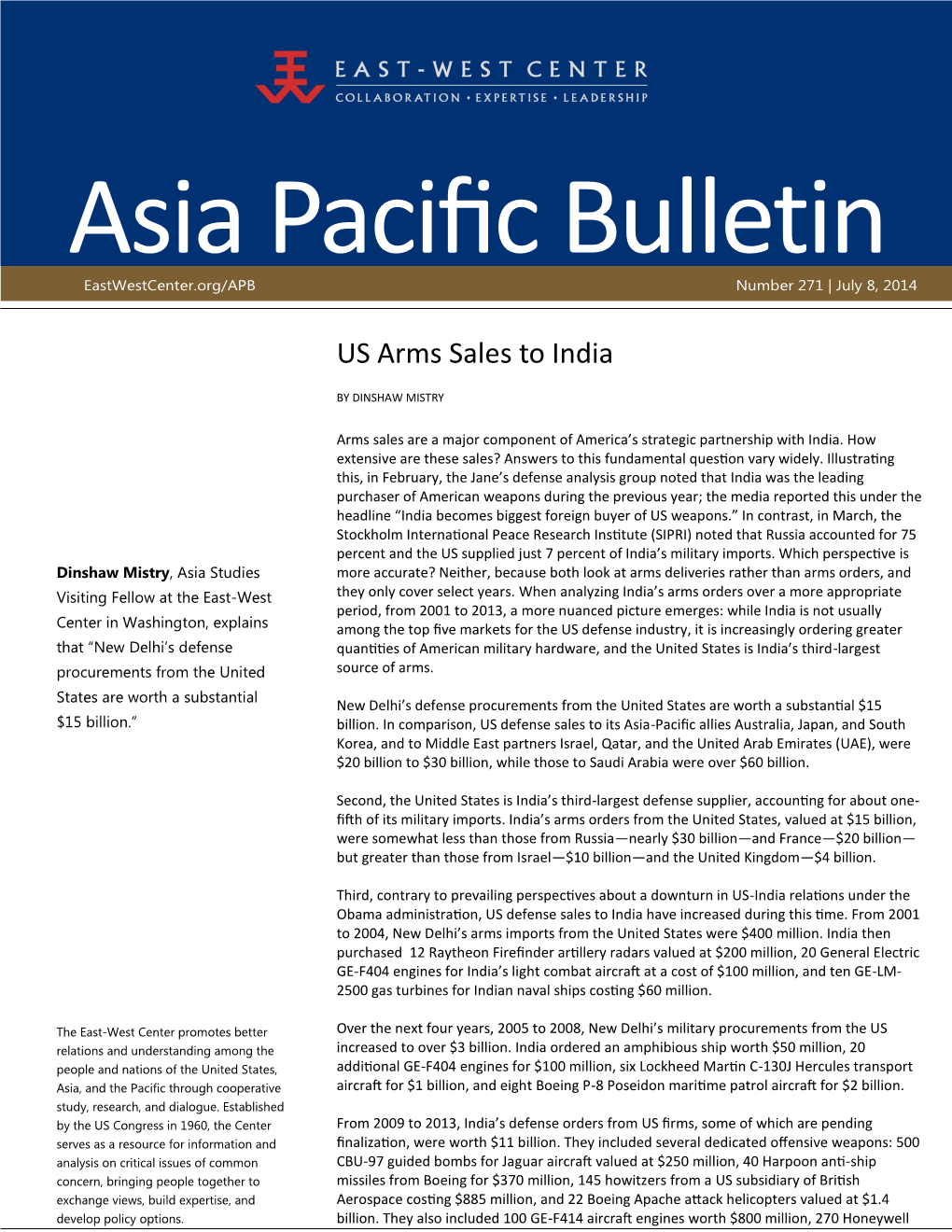 US Arms Sales to India