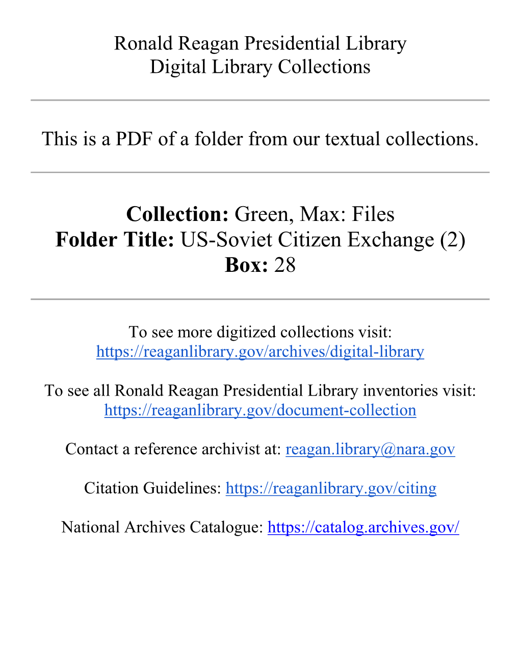 US-Soviet Citizen Exchange (2) Box: 28
