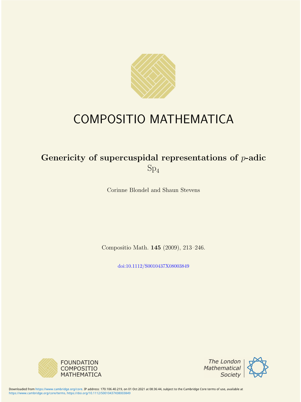 Genericity of Supercuspidal Representations of P-Adic Sp4