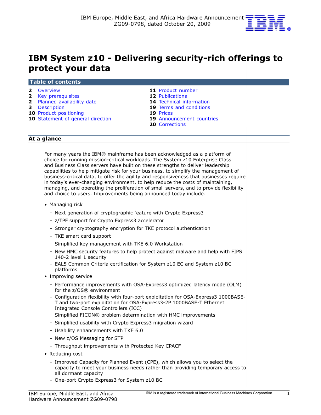 IBM System Z10 - Delivering Security-Rich Offerings to Protect Your Data