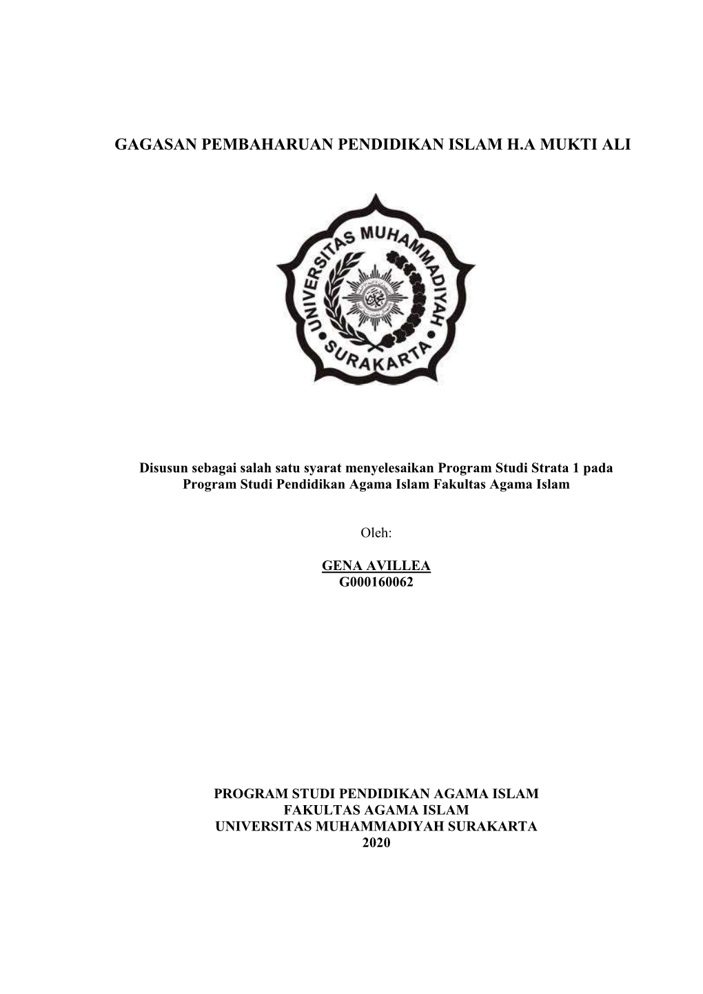 Gagasan Pembaharuan Pendidikan Islam H.A Mukti Ali