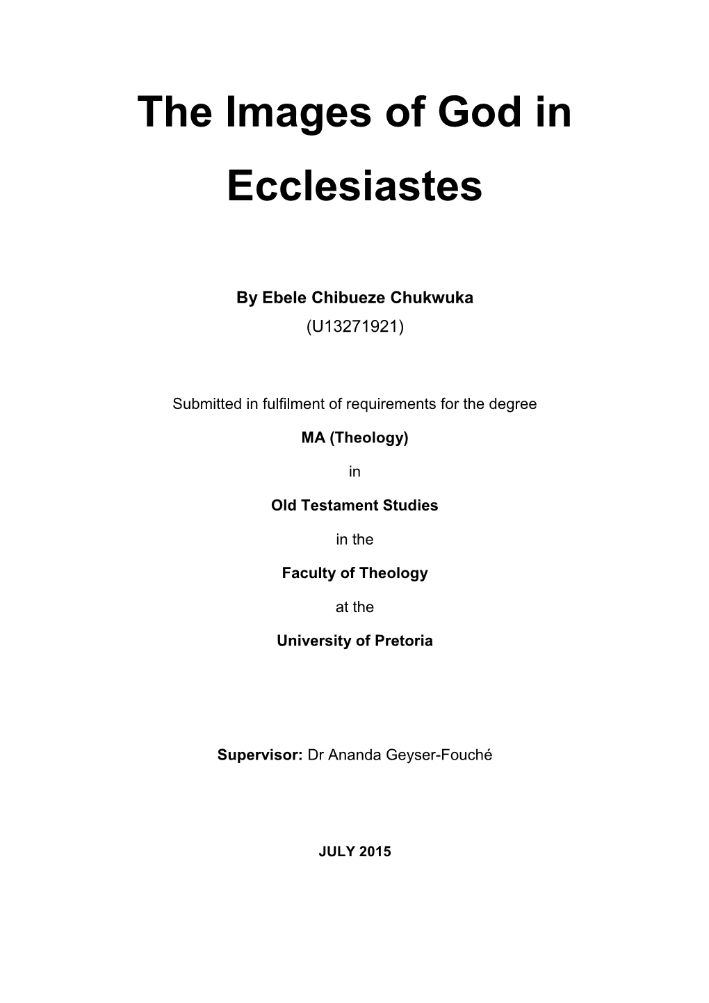 The Images of God in Ecclesiastes