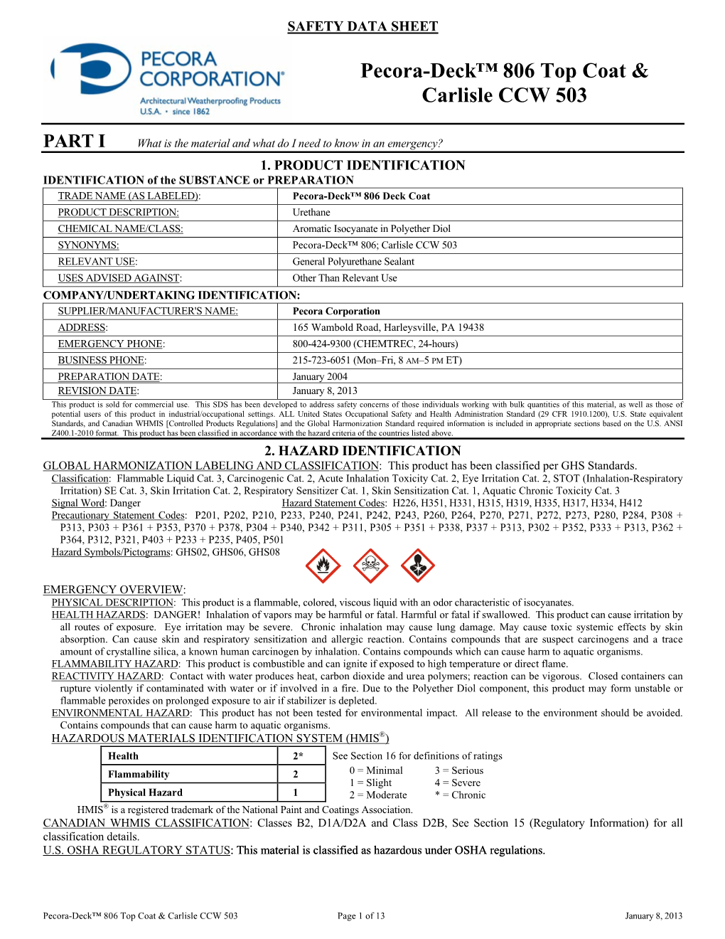 Material Safety Data Sheet Is Presented in Good Faith Based on Data Believed to Be Accurate As of the Date This Material Safety Data Sheet Was Prepared