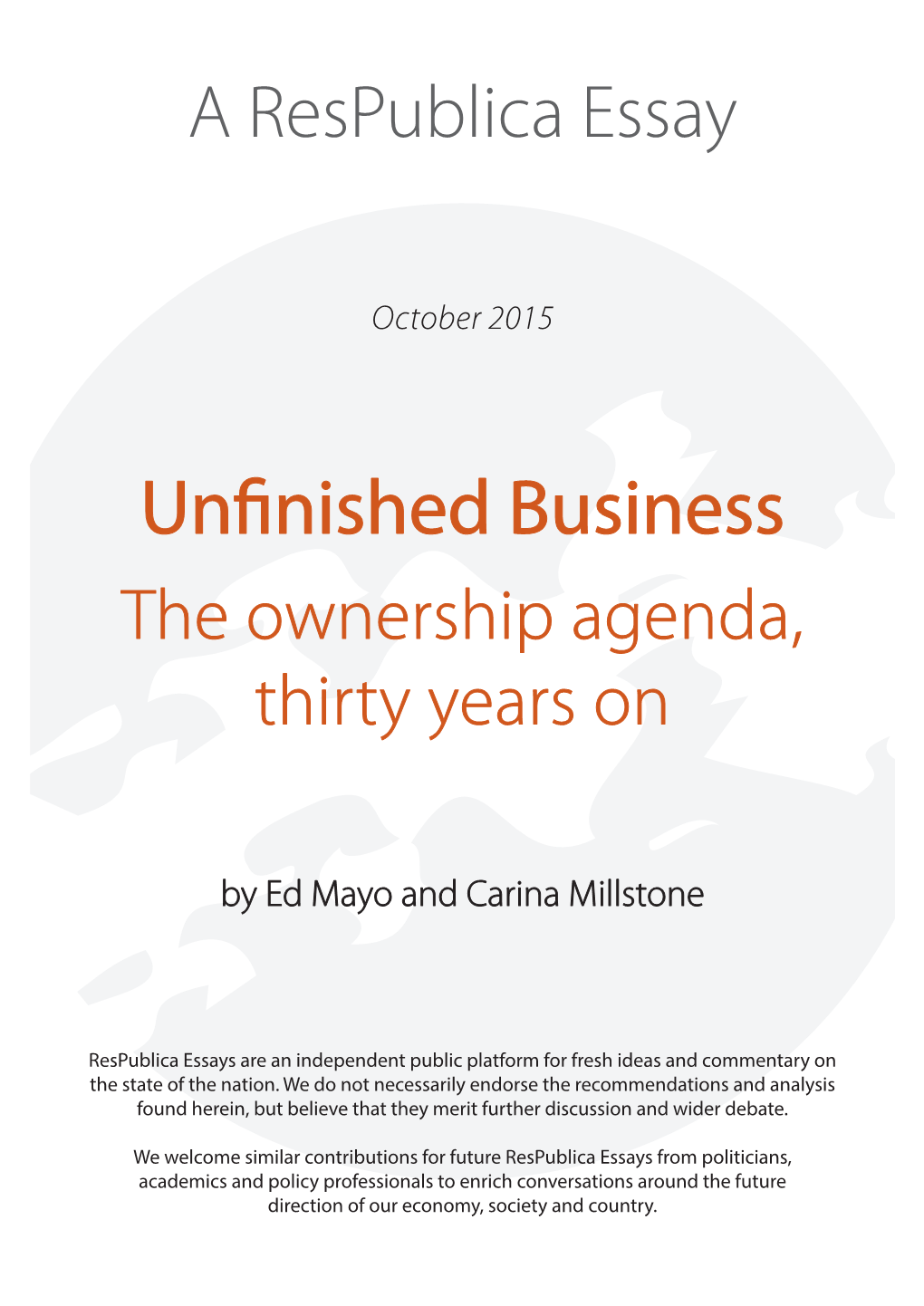 Unfinished Business the Ownership Agenda, Thirty Years On