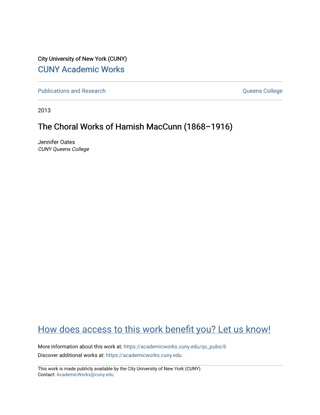 The Choral Works of Hamish Maccunn (1868–1916)