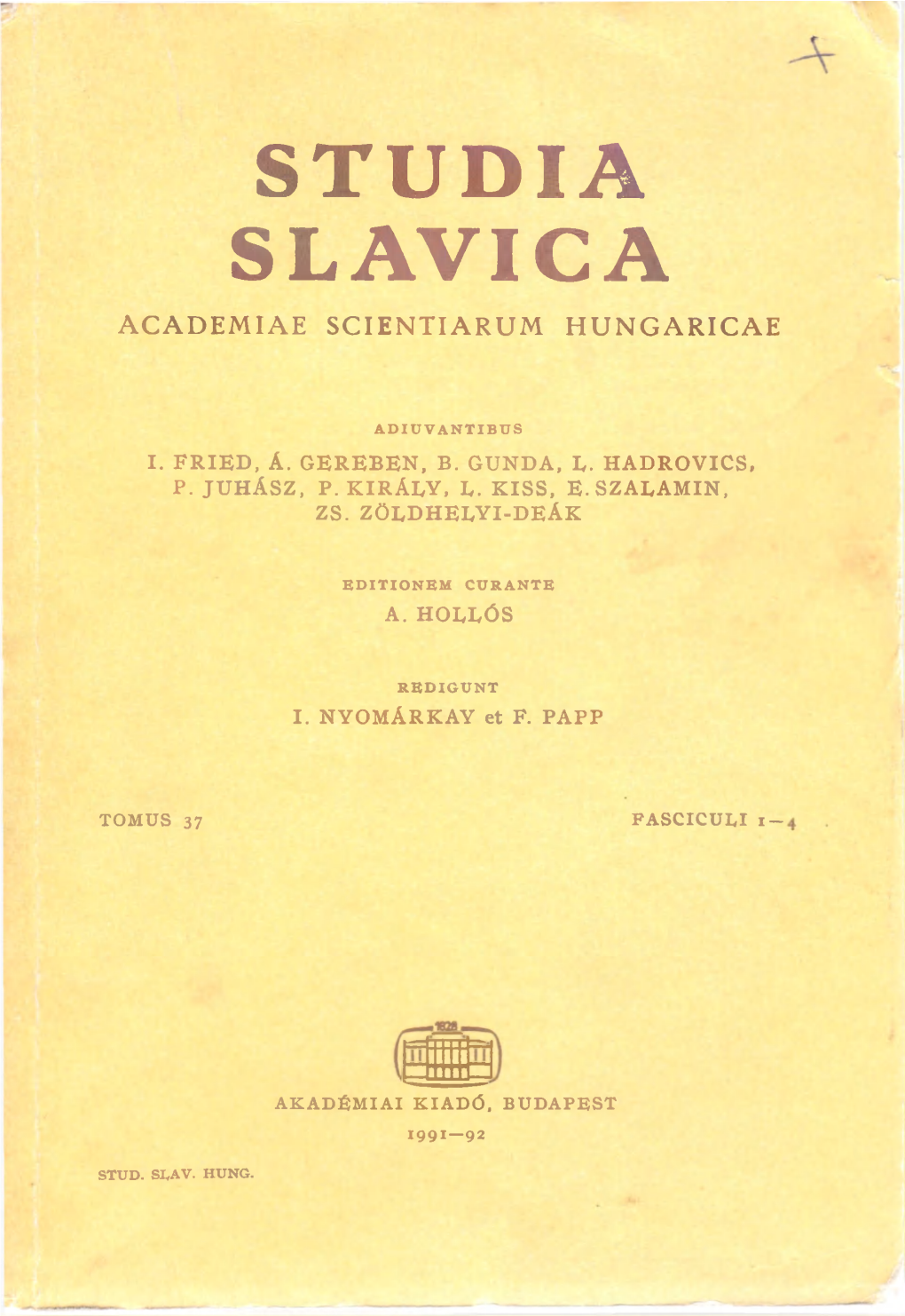 Studia Slavic a Academiae Scientiarum Hungaricae