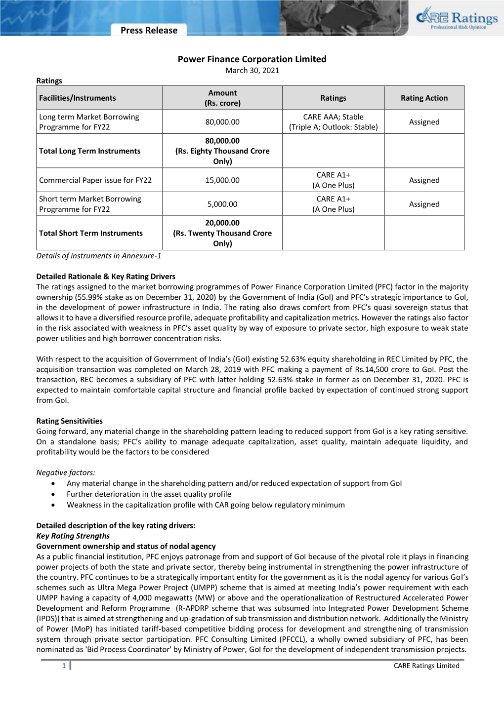 Press Release Power Finance Corporation Limited