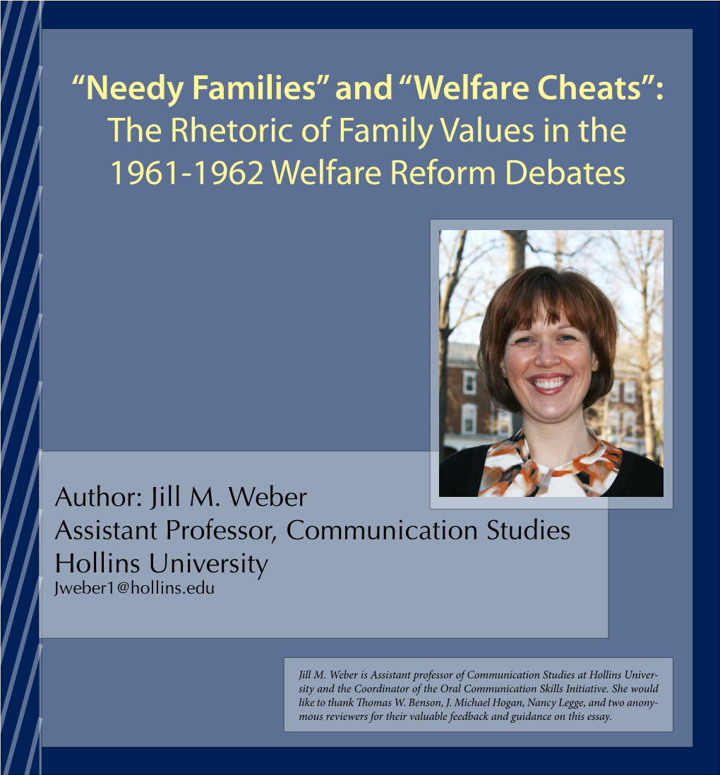 The Rhetoric of Family Values in the 1961-1962 Welfare Reform Debates