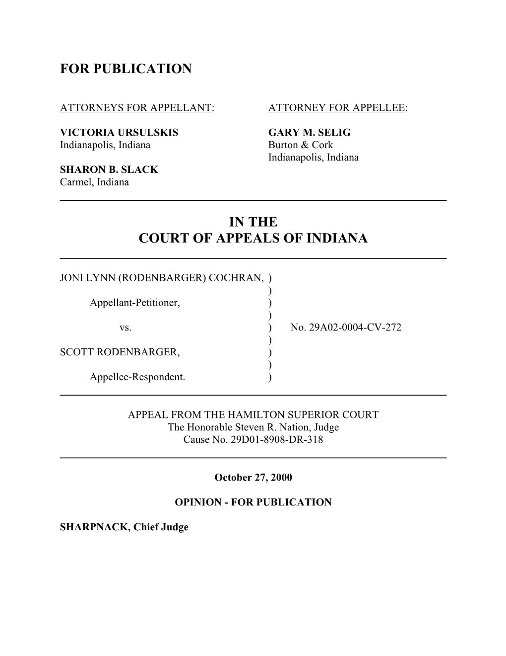 Attorneys for Appellant: Attorney for Appellee s4