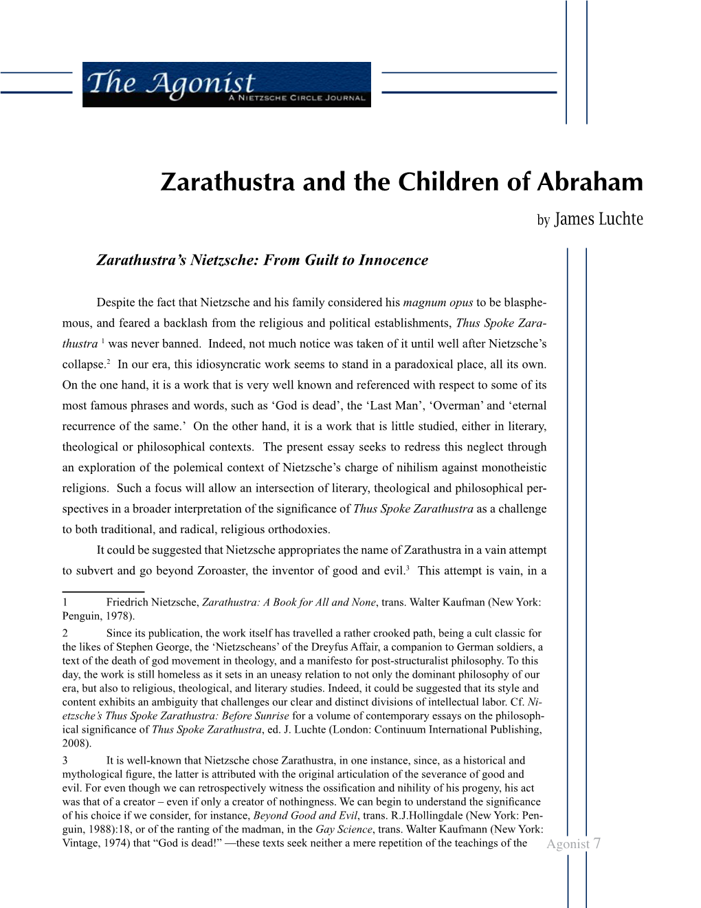 Zarathustra and the Children of Abraham