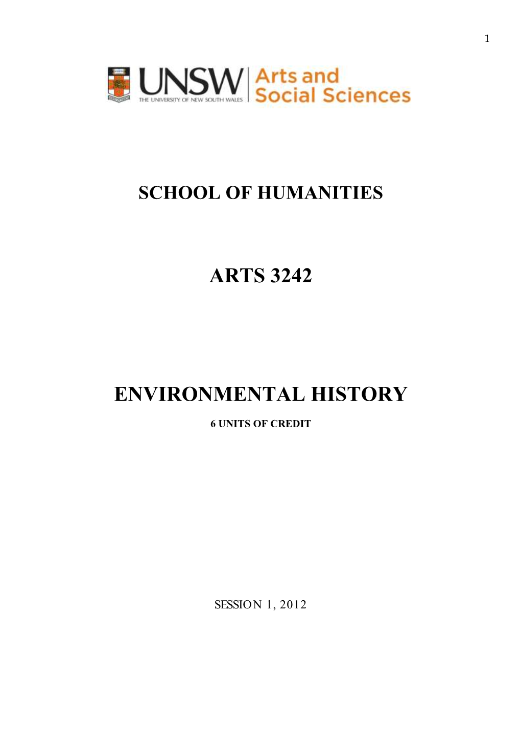 Arts 3242 Environmental History