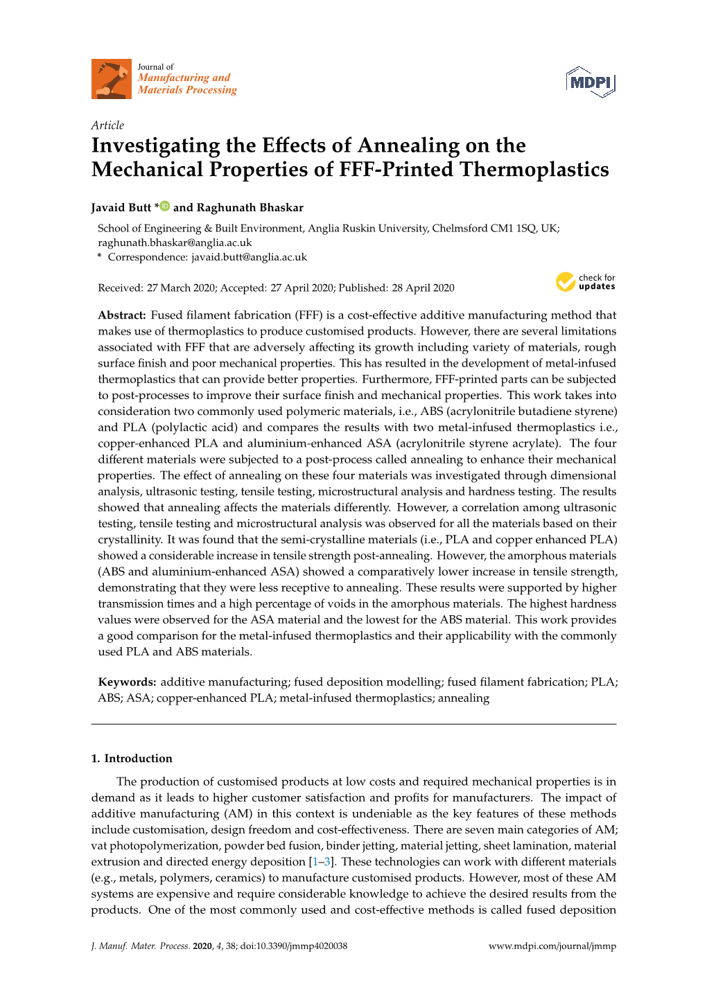 Investigating the Effects of Annealing on the Mechanical Properties Of