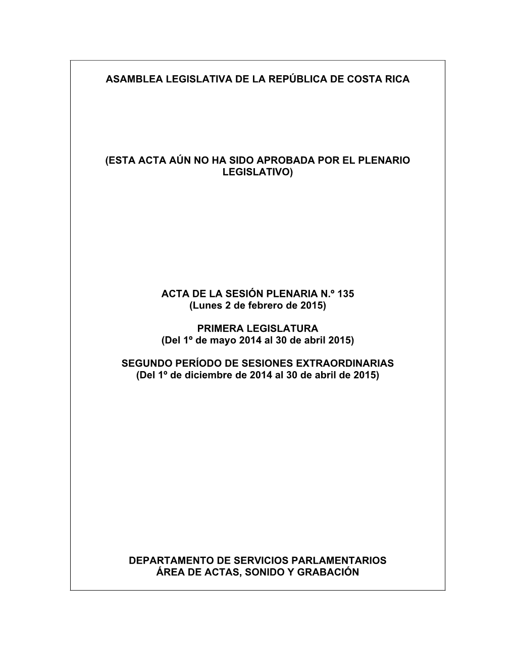 Asamblea Legislativa De La República De Costa Rica