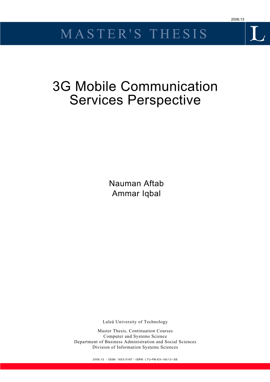 3G Mobile Communication Services Perspective
