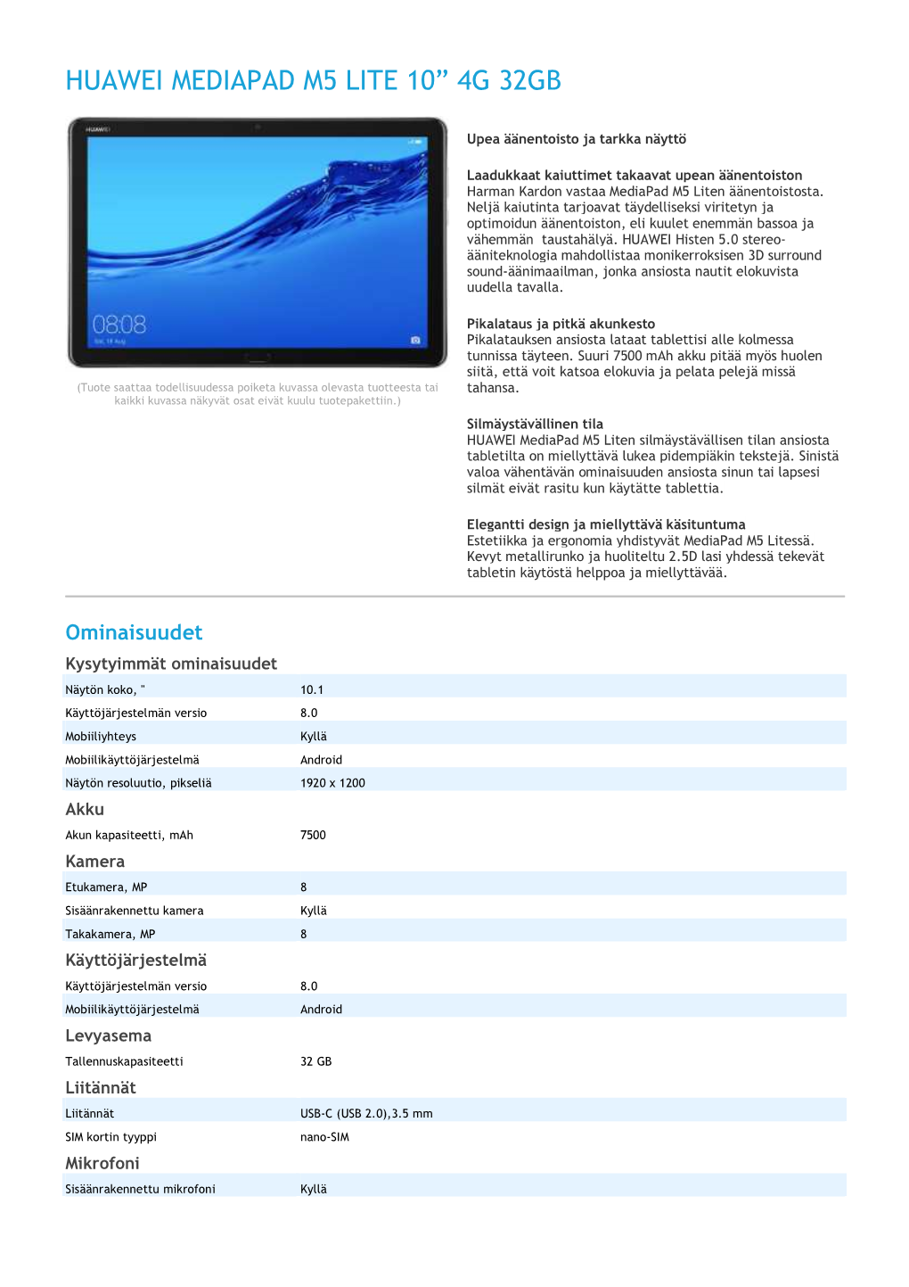 Huawei Mediapad M5 Lite 10” 4G 32Gb