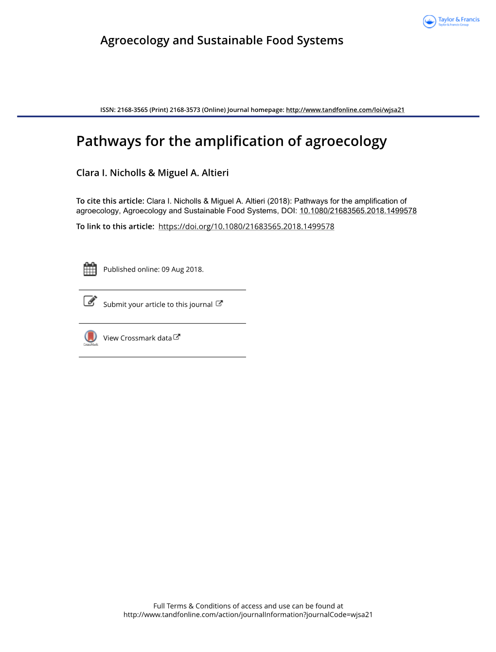 Pathways for the Amplification of Agroecology