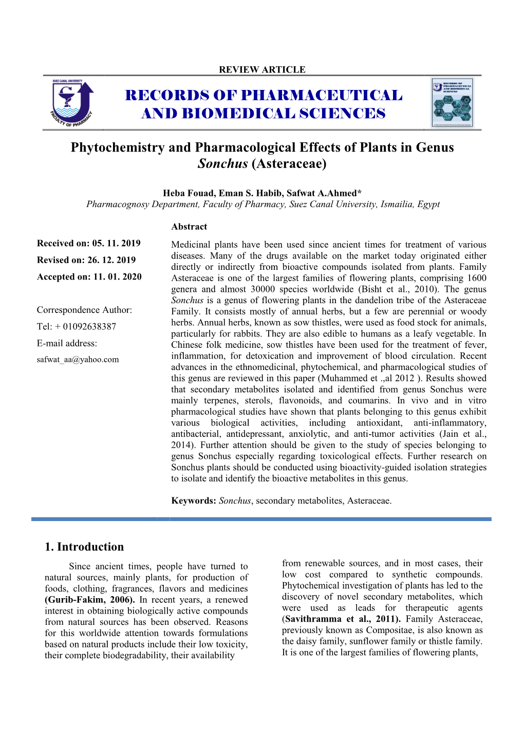 Phytochemistry and Pharmacological Effects of Plants in Genus Sonchus (Asteraceae)