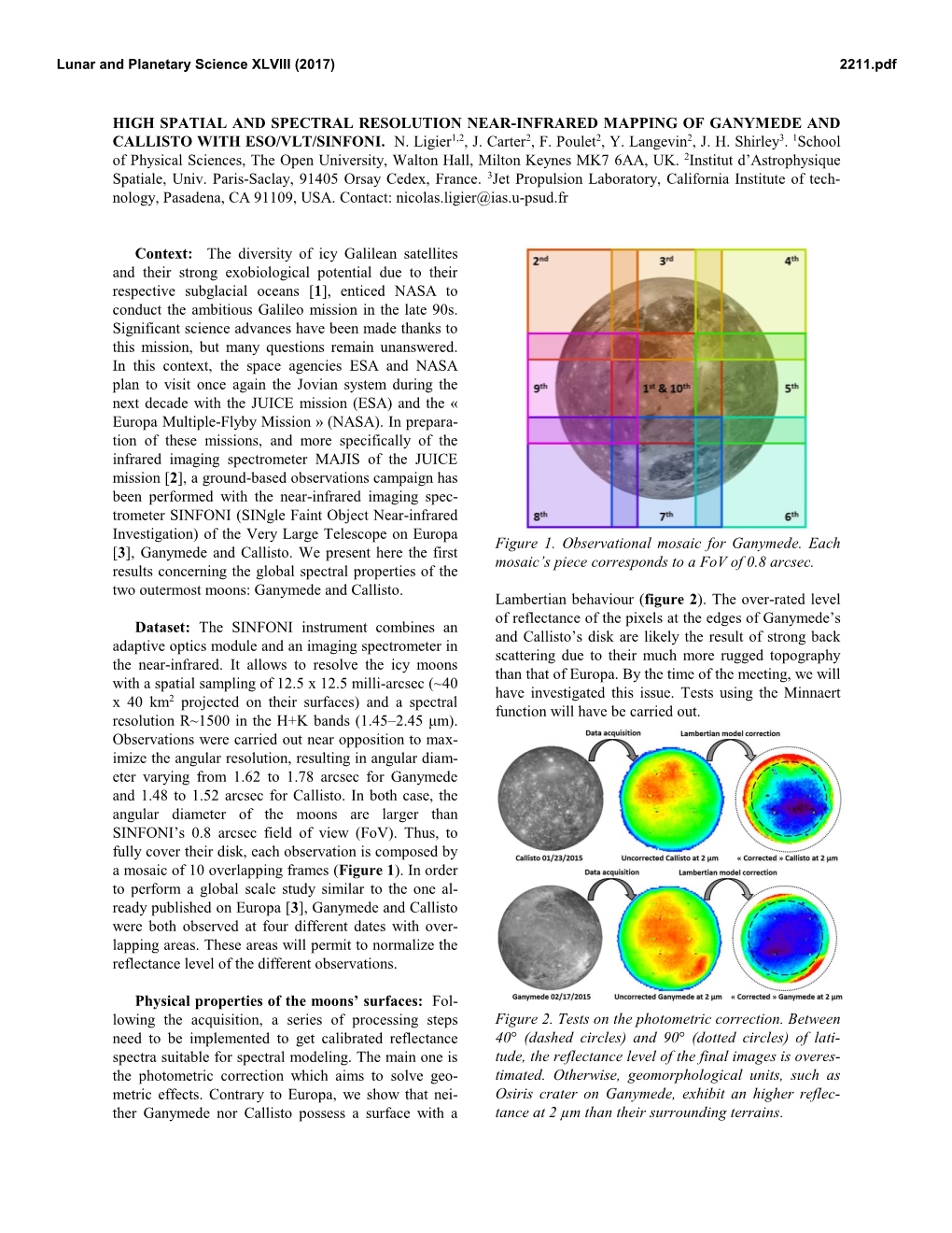 High Spatial and Spectral Resolution Near-Infrared Mapping of Ganymede and Callisto with Eso/Vlt/Sinfoni