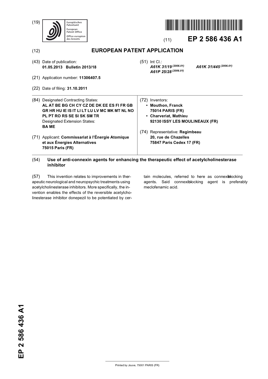 Use of Anti-Connexin Agents for Enhancing the Therapeutic Effect of Acetylcholinesterase Inhibitor