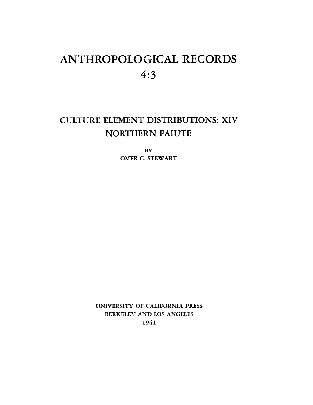 Anthropological Records 4:3