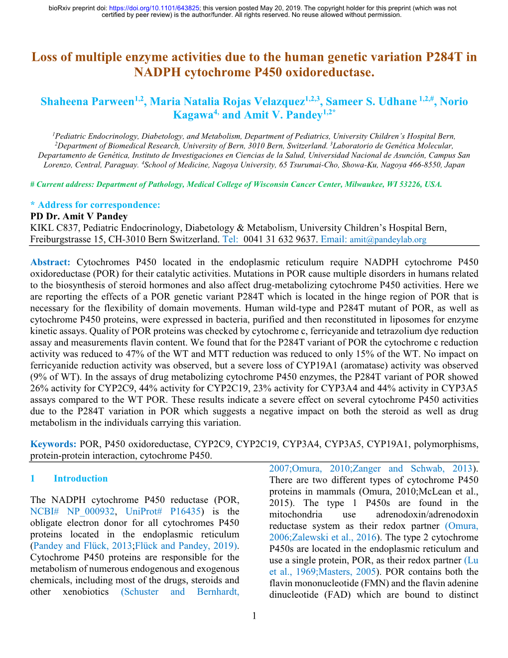 Loss of Multiple Enzyme Activities Due to the Human Genetic Variation P284T in NADPH Cytochrome P450 Oxidoreductase