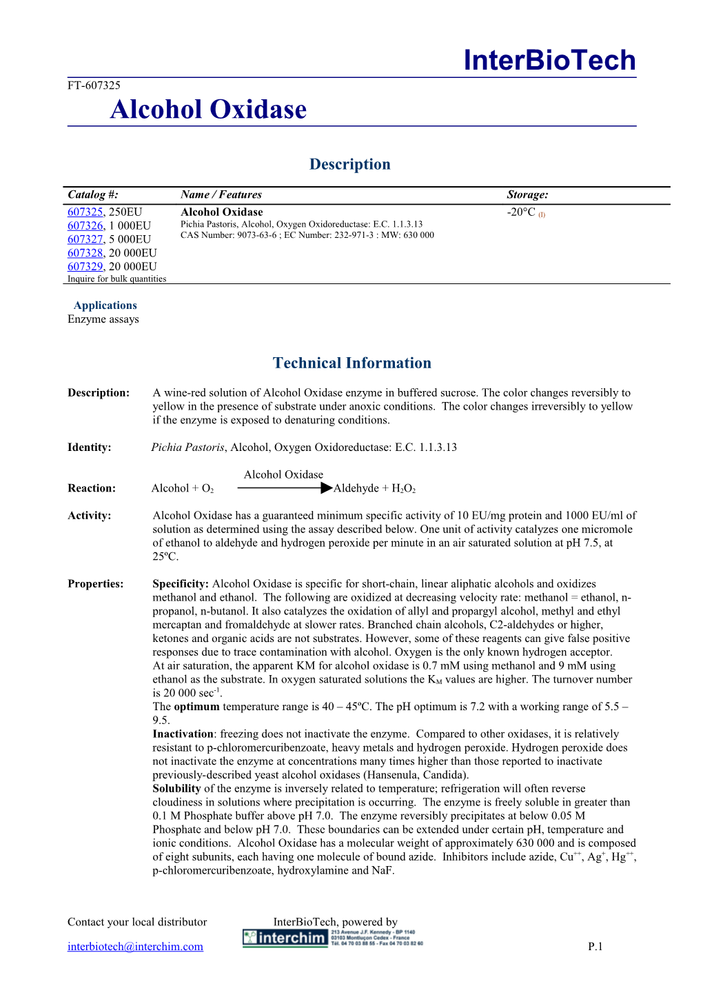 Alcohol Oxidase