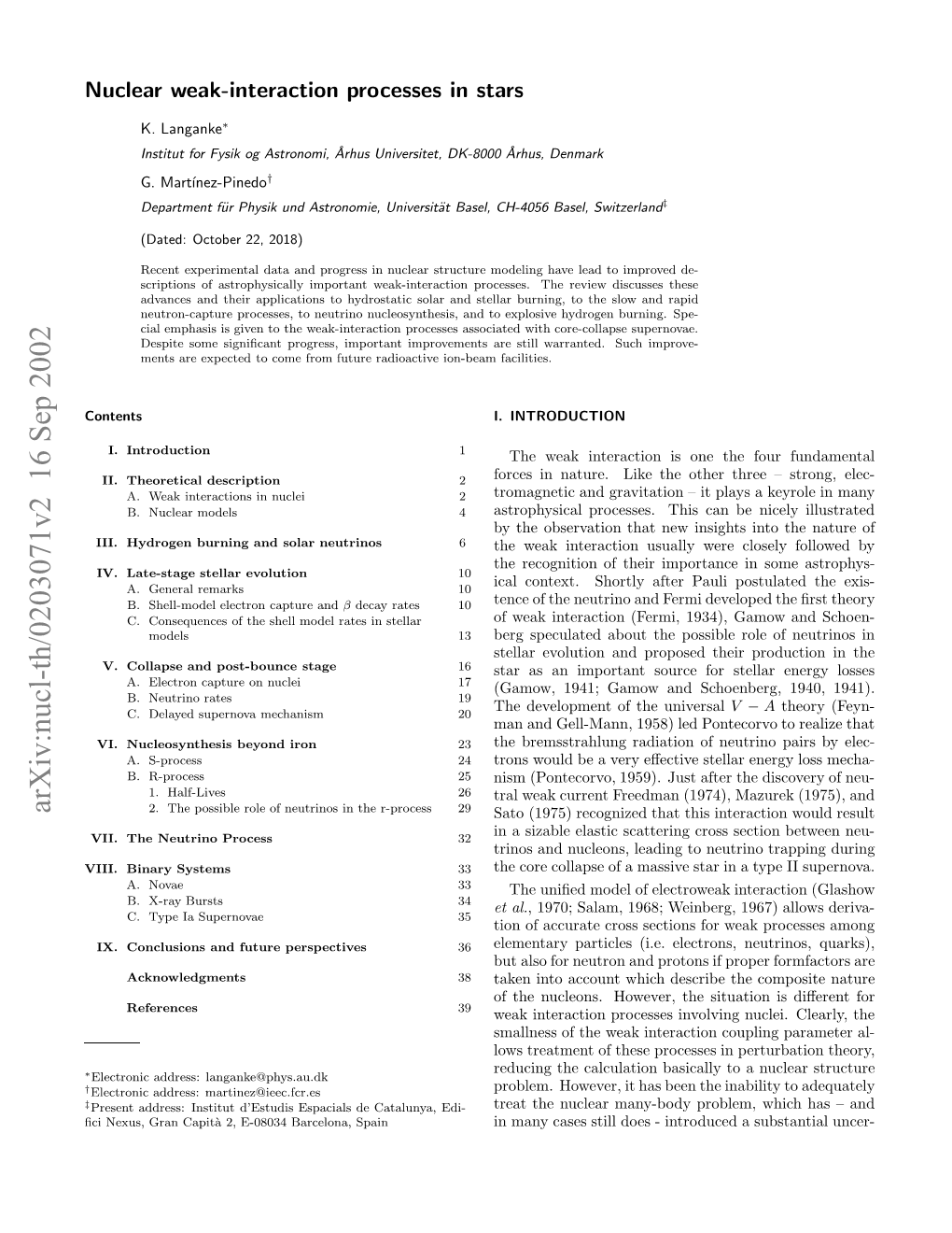 Arxiv:Nucl-Th/0203071V2 16 Sep 2002