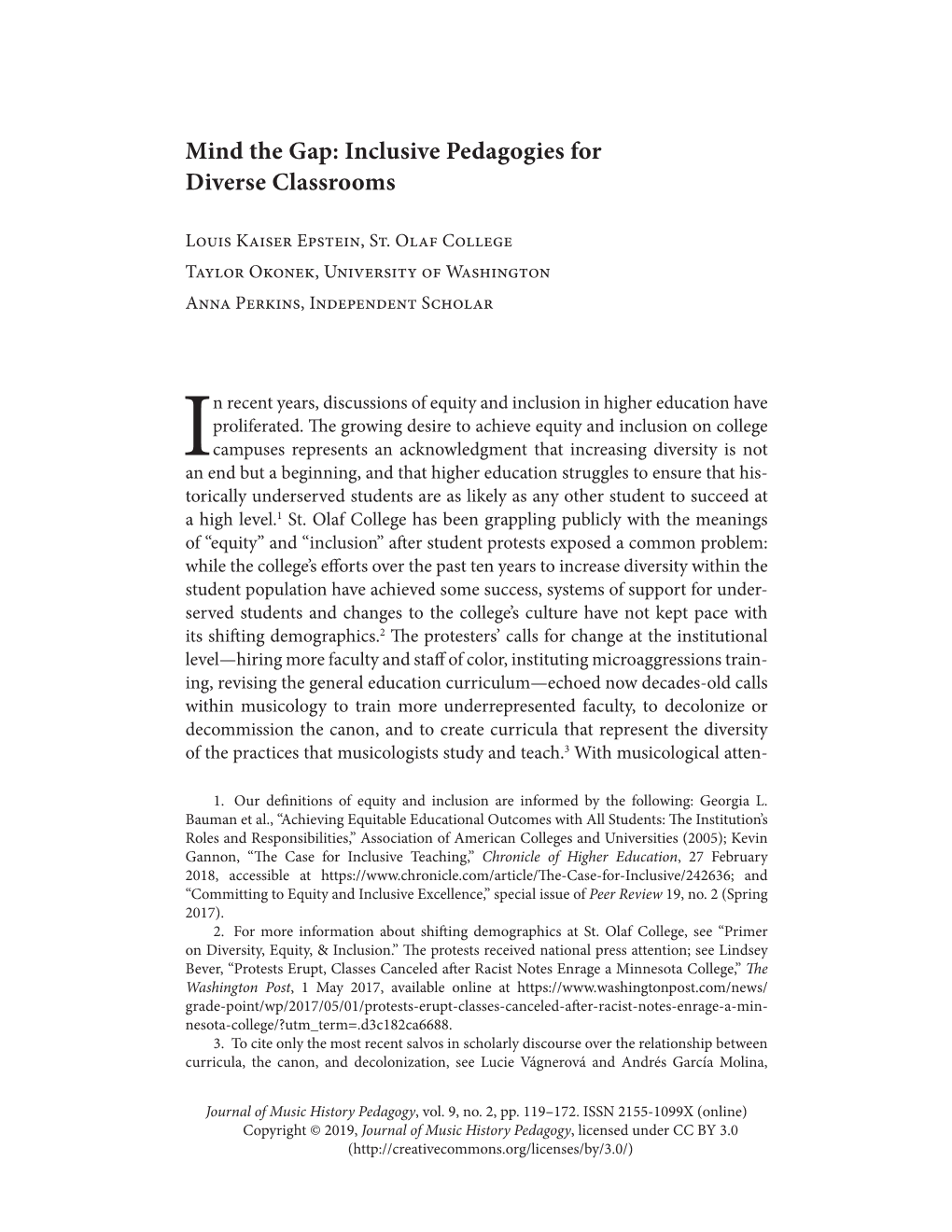 Mind the Gap: Inclusive Pedagogies for Diverse Classrooms