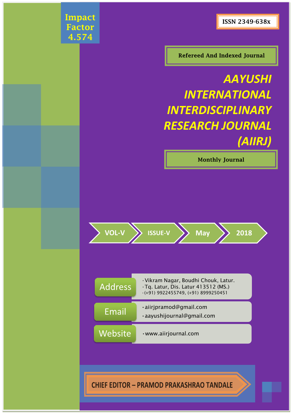 AIIRJ)ISSN 2349 -638X Vol - V Factorissue-V MAY 2018 ISSN 2349-638X Impact Factor 4.574 4.574