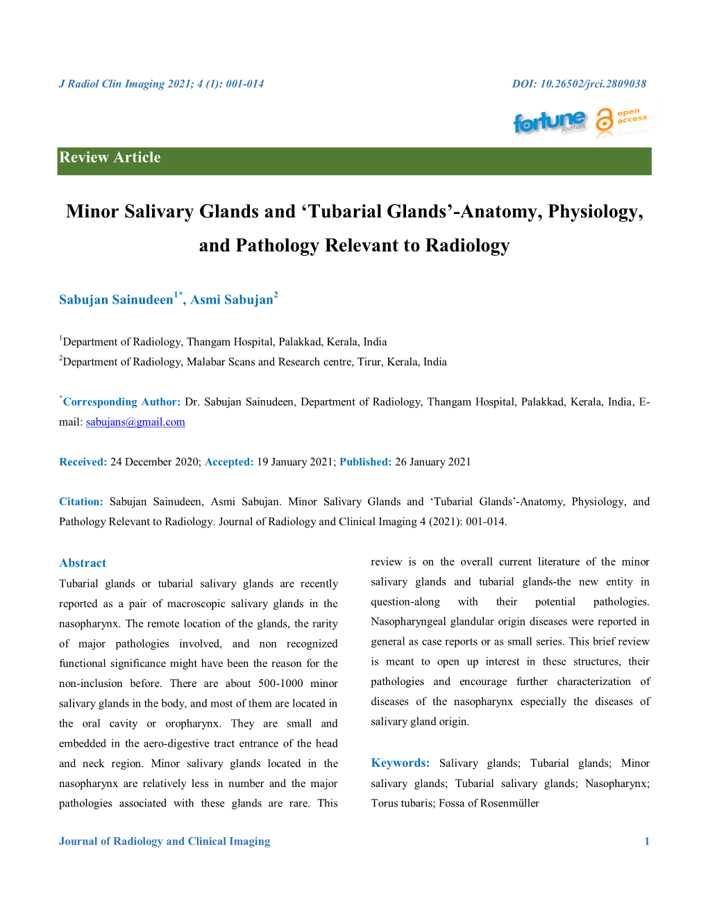 Minor Salivary Glands and 'Tubarial Glands'