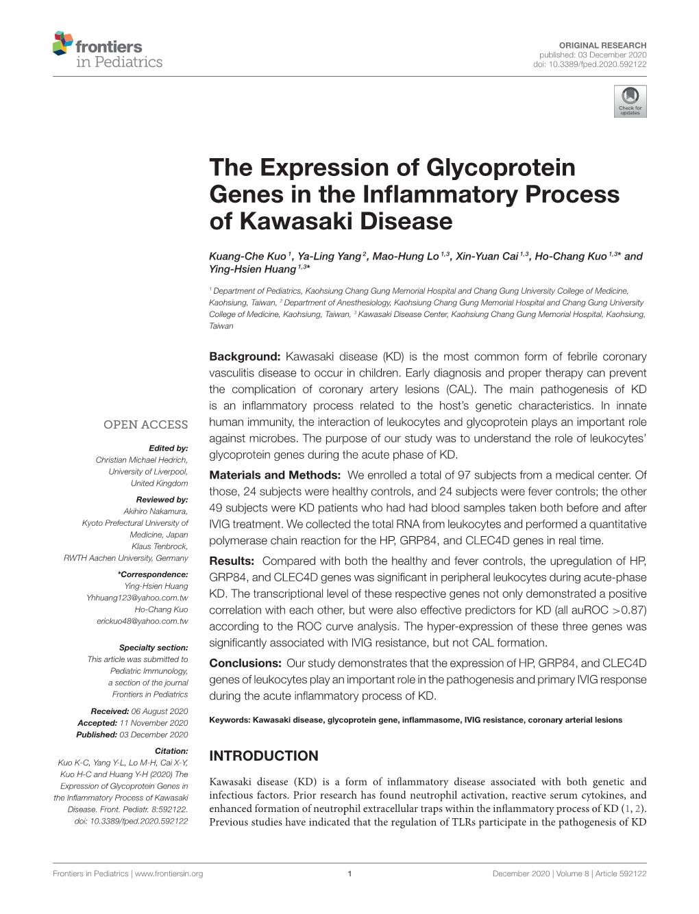 The Expression of Glycoprotein Genes in the Inflammatory Process Of