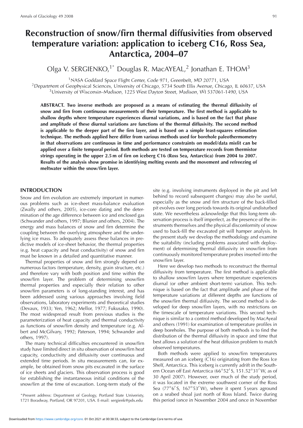 Reconstruction of Snow/Firn Thermal Diffusivities from Observed