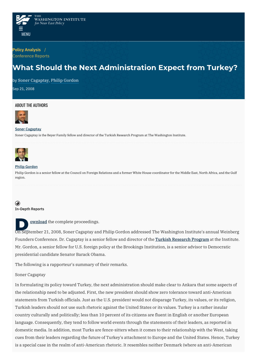 What Should the Next Administration Expect from Turkey? | The