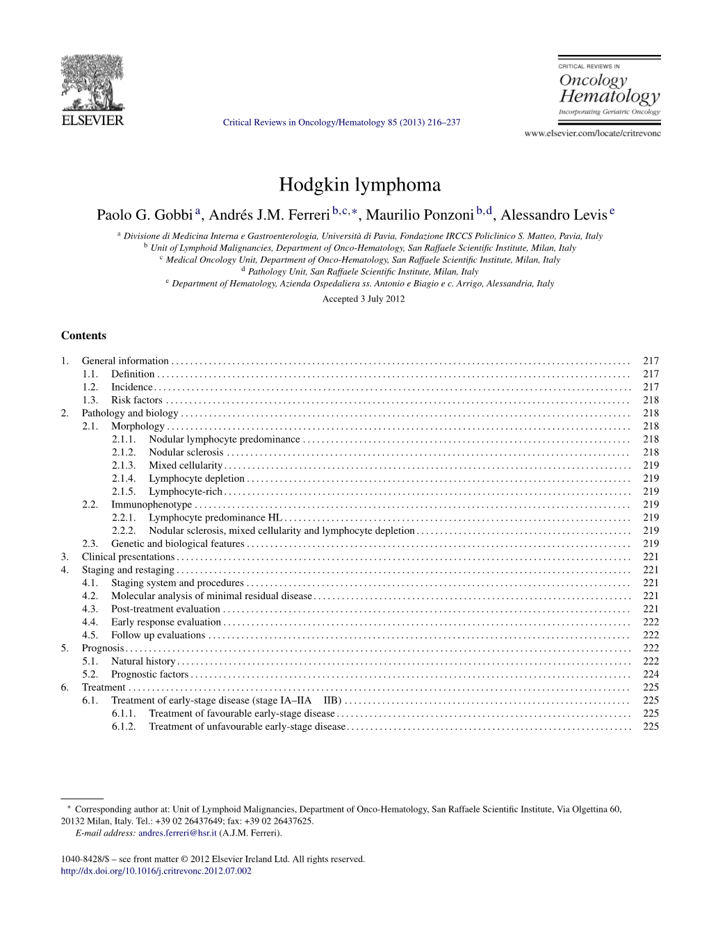 Hodgkin Lymphoma Paolo G