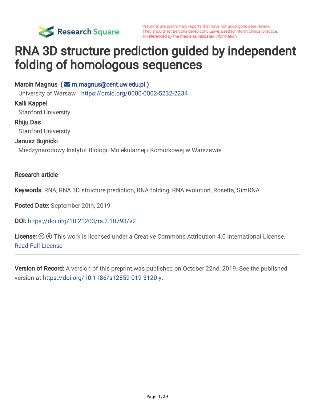 RNA 3D Structure Prediction Guided by Independent Folding of Homologous Sequences