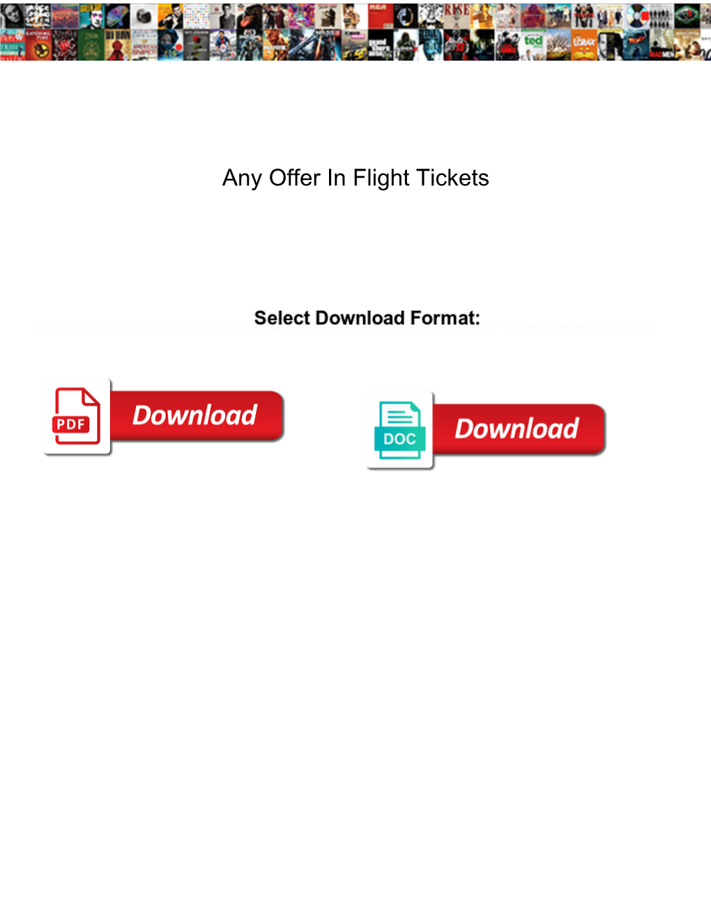 Any Offer in Flight Tickets