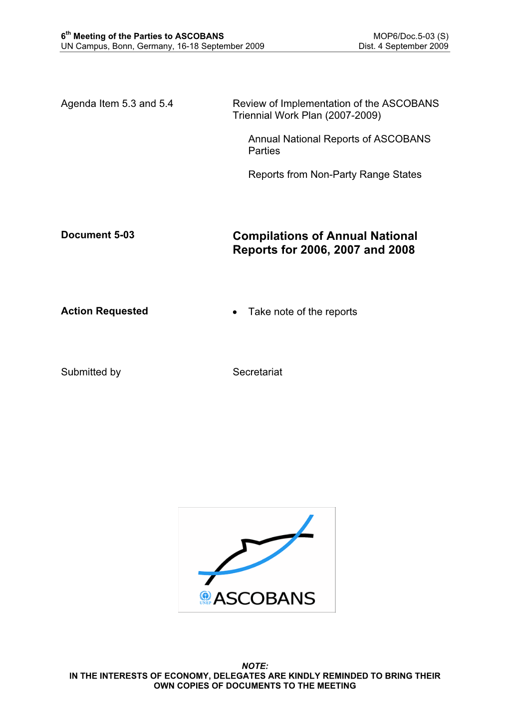 Compilations of Annual National Reports for 2006, 2007 and 2008