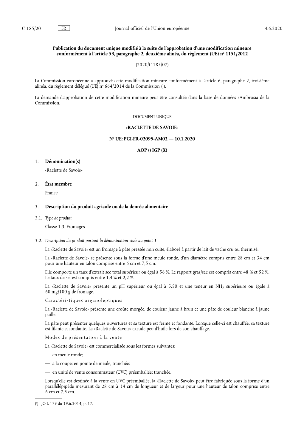 Publication Du Document Unique Modifié À La Suite De L'approbation D