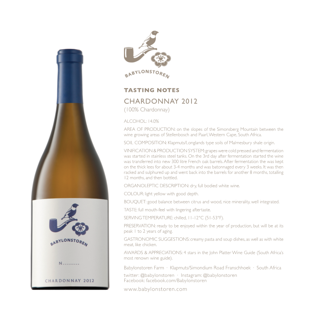 CHARDONNAY 2012 (100% Chardonnay)