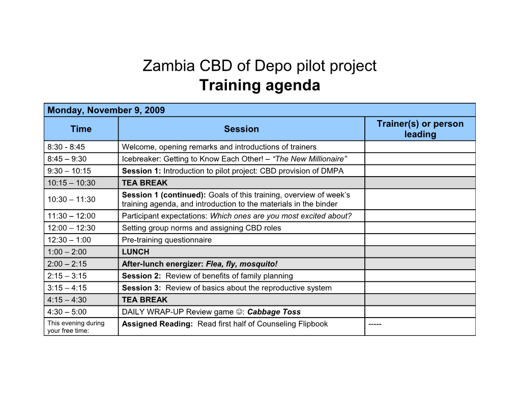 Zambia CBD of Depo Pilot Project