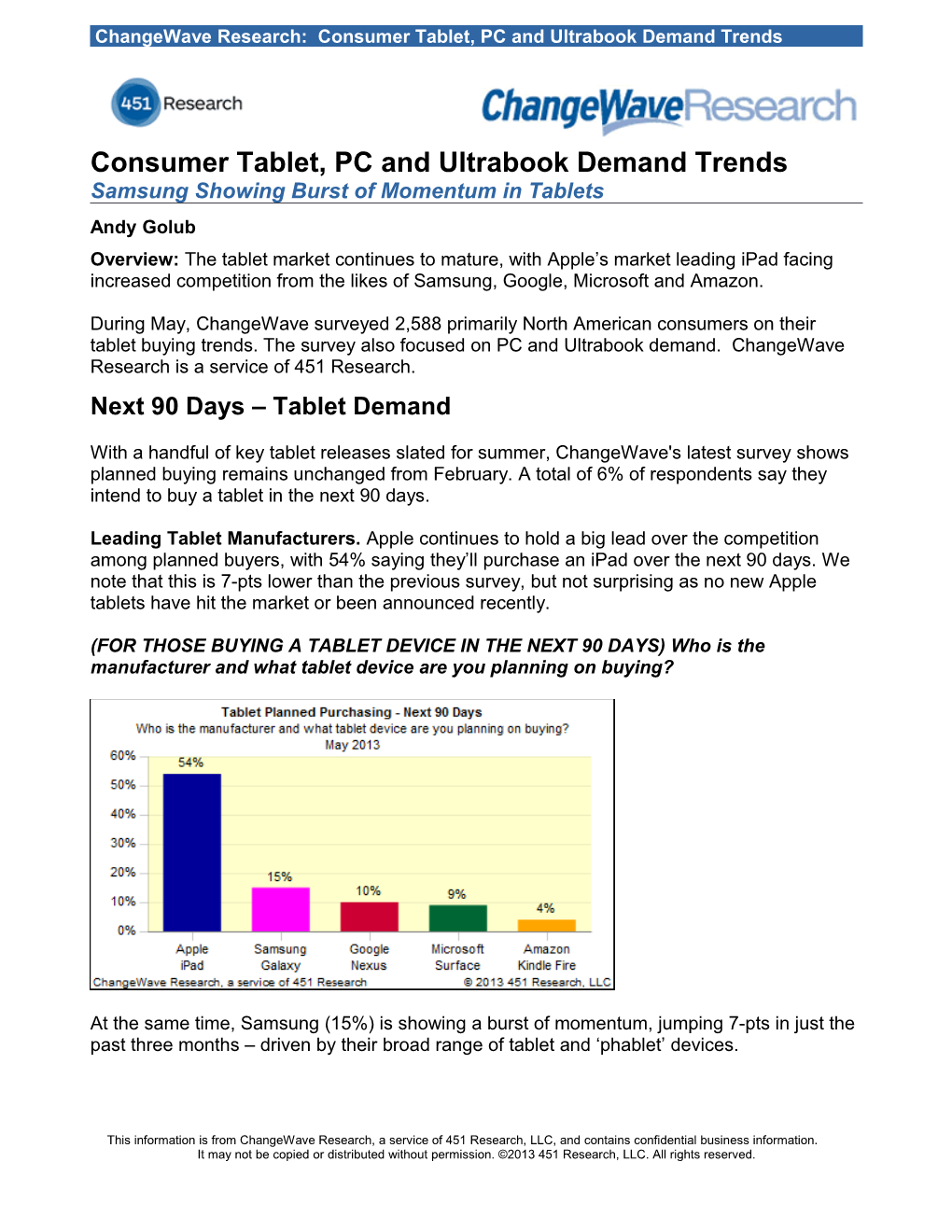 Changewave Research: Consumer Tablet, PC and Ultrabook Demand Trends