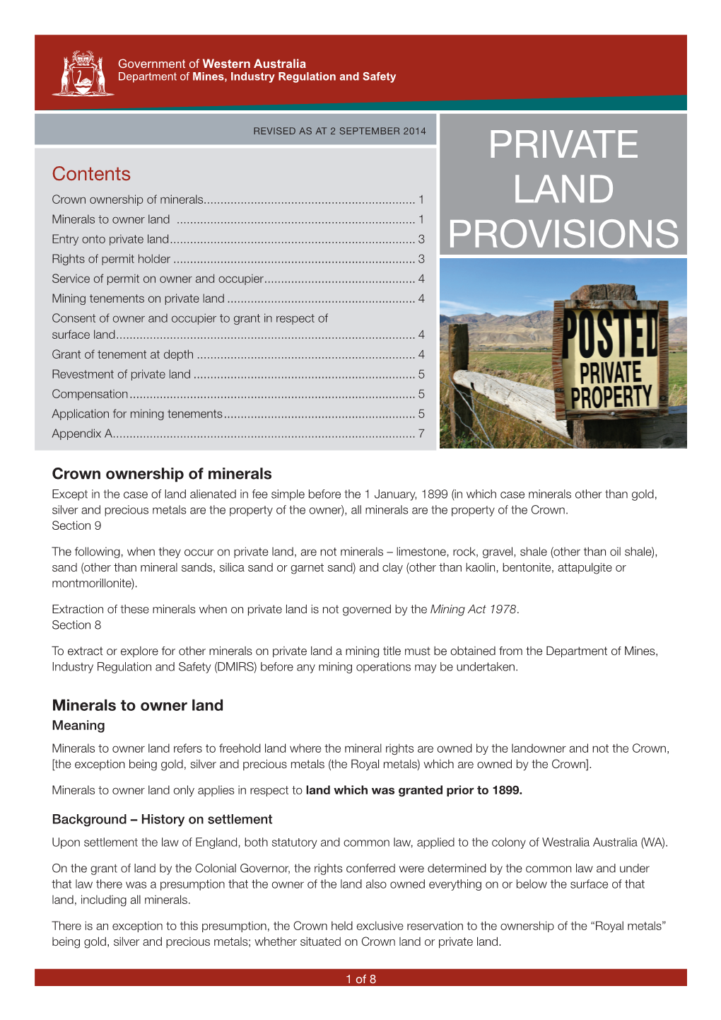 Private Land Provisions