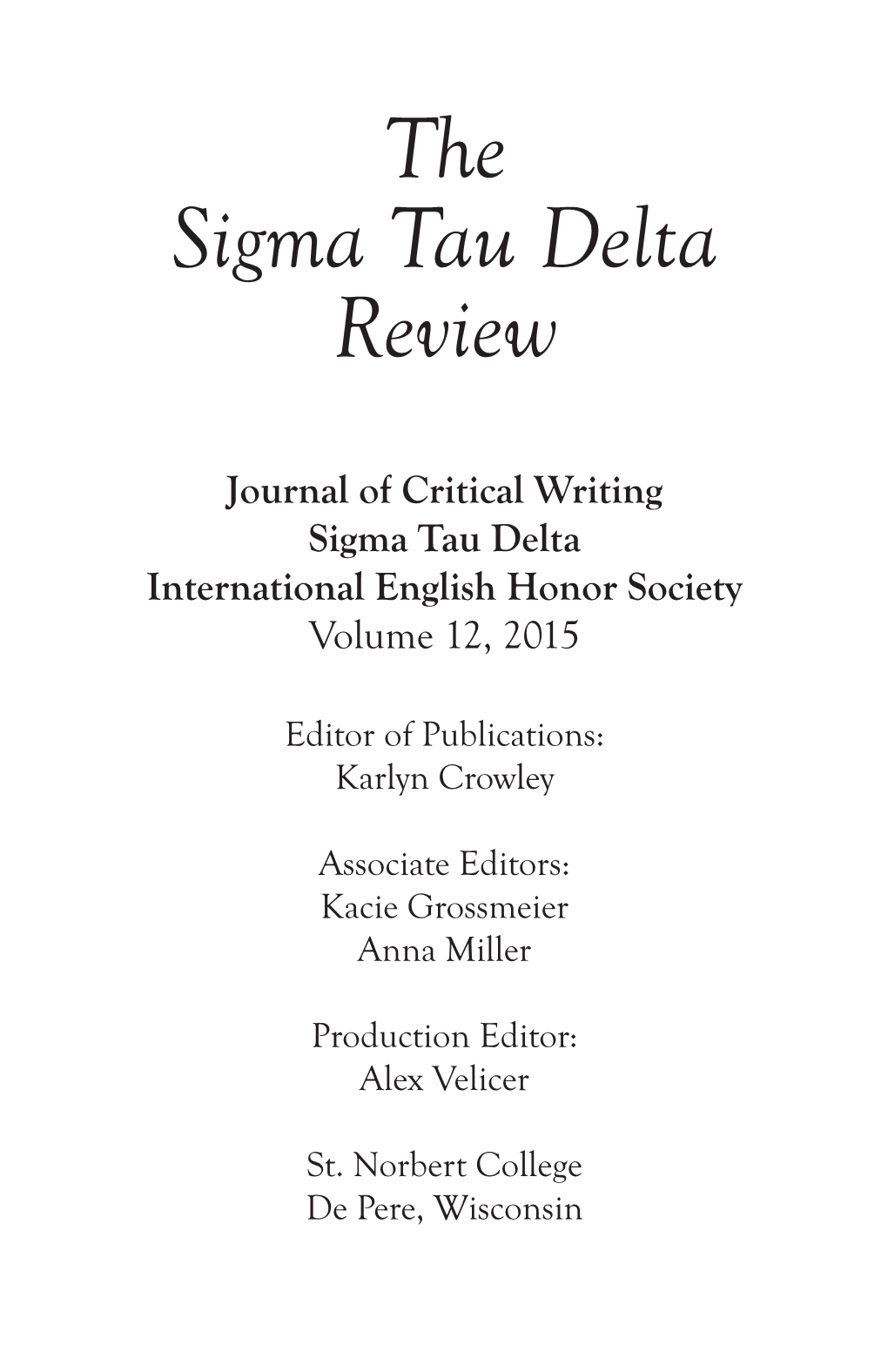 The Sigma Tau Delta Review