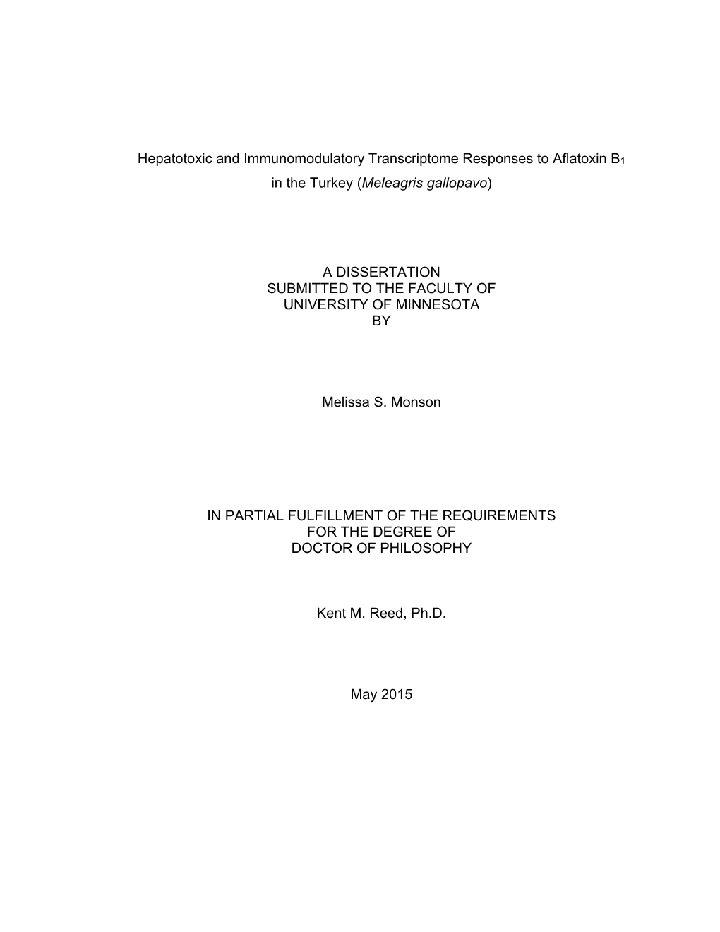 Hepatotoxic and Immunomodulatory Transcriptome Responses to Aflatoxin B1 in the Turkey (Meleagris Gallopavo)